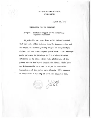 Memorandum from Secretary of State James Byrnes to President Harry S. Truman