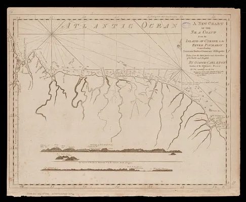 A new chart of the sea coast from the island of Cyenne to the river Poumaron comprehending Surinam Berbice Demerary & Essequebo taken from the latest surveys and observations of the Dutch and English