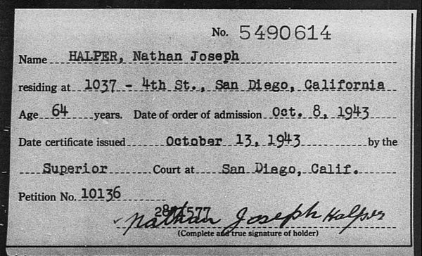 Halper, Nathan Joseph - 1943