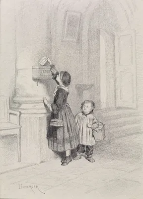 Schoolgirl with Small Boy