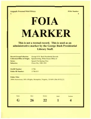 200th Anniversary, Bill of Rights, Montpelier, Virginia, 12/16/91 [OA 8332] [3]