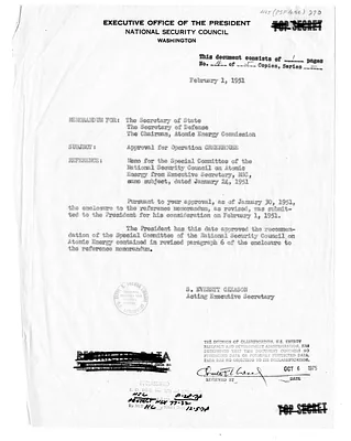 Memorandum from S. Everett Gleason to Secretary of State Dean Acheson, Secretary of Defense General George C. Marshall, and the Chairman of the Atomic Energy Commission