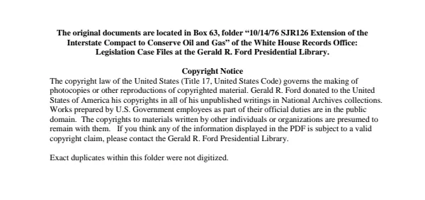1976/10/14 SJR126 Extension of the Interstate Compact to Conserve Oil and Gas