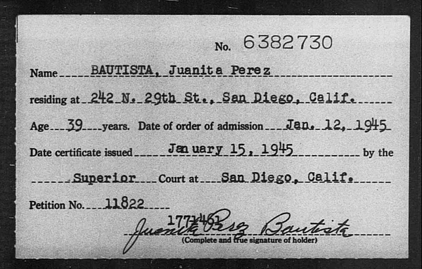 Bautista, Juanita Perez - 1945
