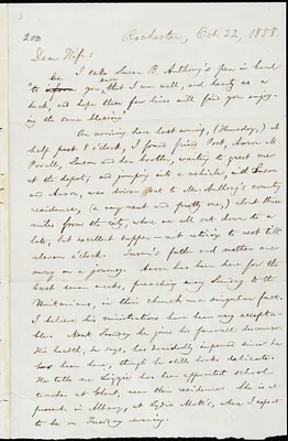 Letter from William Lloyd Garrison, Rochester, [N.Y.], to Helen Eliza Garrison, Oct. 22, 1858