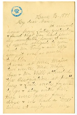 Letter from Mary Martha Truman to Nancy Bentley