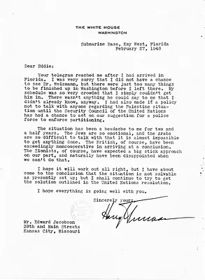 Letter from President Harry S. Truman to Edward Jacobson