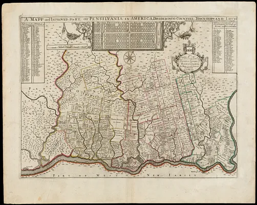 A mapp of ye improved part of Pensilvania in America, divided into countyes, townships, and lotts