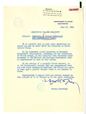 Memorandum from Acting Secretary of State Joseph Grew to President Harry S. Truman
