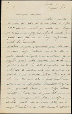 Nicola Sacco autographed letter signed to "Compagni carissimi", Dedham, 24 April 1927