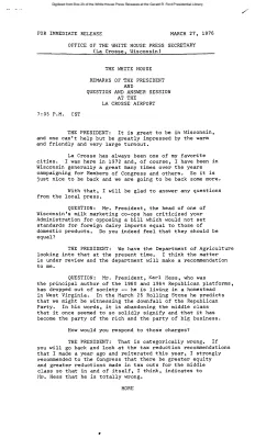 President's Remarks and Question and Answer Session at the La Crosse Airport [Ford Speech or Statement]