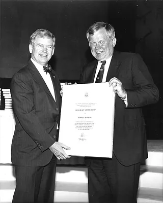 Dr. Robert J. Kapsch receiving Honorary AIA Award from President of American Institute of Architects (AIA), 1994
