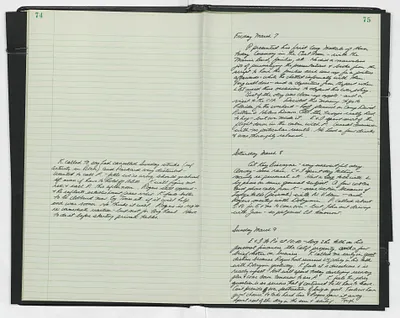 Handwritten journal entry for March 7, 1969-March 9, 1969