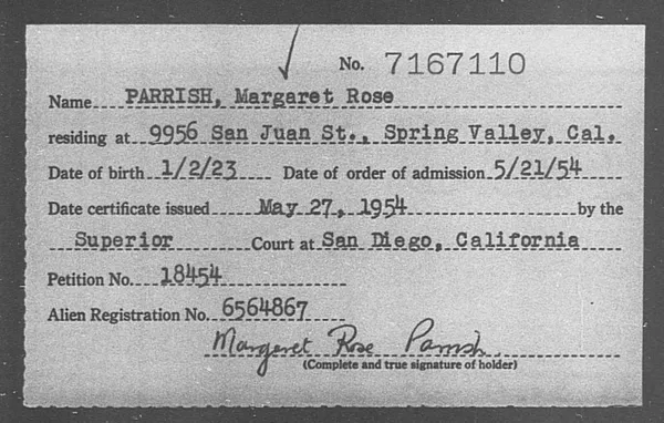 Parrish, Margaret Rose - 1954
