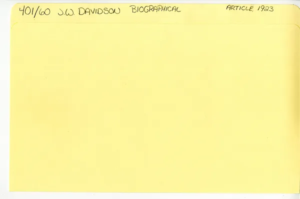 401/60 J.W. Davidson Biographical Article, 1923