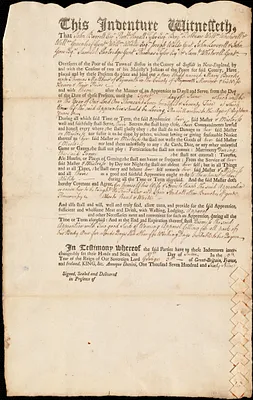 Mary Brooks indentured to apprentice with Thomas Matthew of Plymouth, 17 June 1769