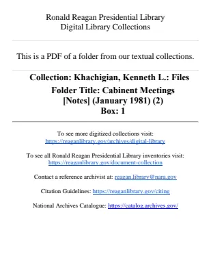 Cabinet Meetings [Notes] (January 1981) (2)