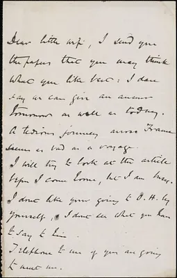 [John Biddulph Martin] autograph note to [Victoria Woodhull Martin], approximately 1883-1897