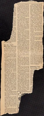 Newspaper clipping from MinuteMan, “Rev. Mr. Taylor New LCRC Chairman”