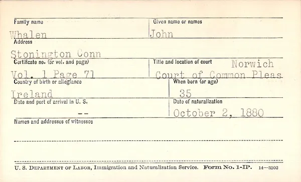 New London County, Court of Common Pleas, 1874-1906, Whalen-Zundel