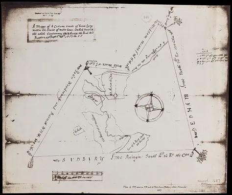 A mappe of a certaine tract of land lying within the limits of Watertown, called Nonsuch, the whole containing 1107 acres