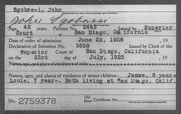 Sgobassi, John - 1928