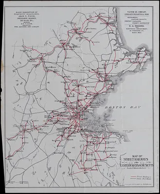 Map of street railways in eastern Massachusetts