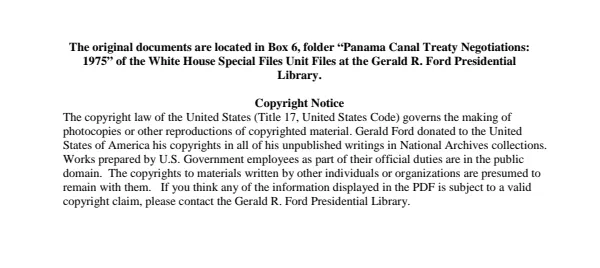 Panama Canal Treaty Negotiations: 1975