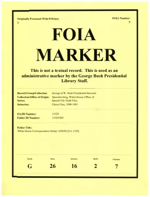 White House Correspondents Dinner 4/29/90 [OA 4729]