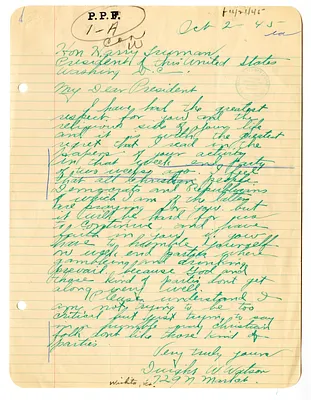 Letter from Dwight Watson to President Harry S. Truman