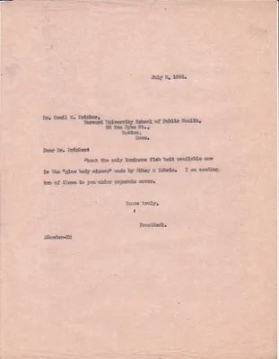 Letters Sent to Cecil K. Drinker, July 8, 1924
