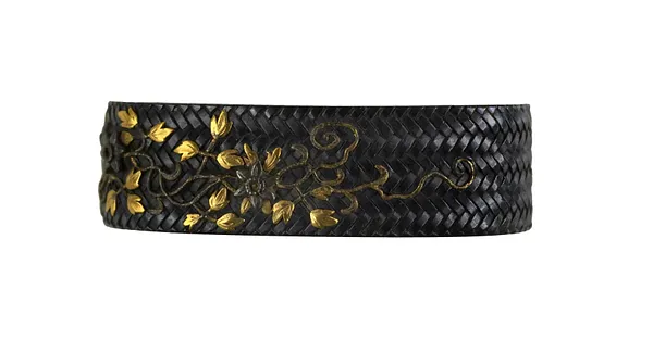 Fuchi with Flowering Clematis Vines and Basket