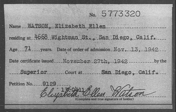 Watson, Elizabeth Ellen - 1942