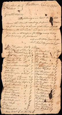 Account of Service By Members of the Minute Company, 1775