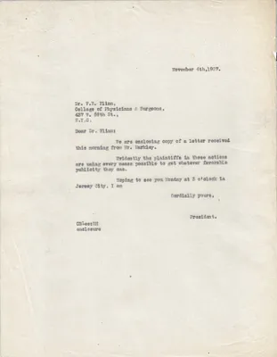 Letters Sent to Dr. F.B. Flinn [Dr. Frederick B. Flinn], November 4, 1927