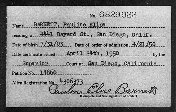 Barnett, Pauline Elise - 1950