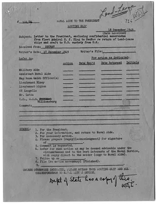Memorandum from Secretary of the Navy James Forrestal to President Harry S. Truman, with Attachment and Related Material