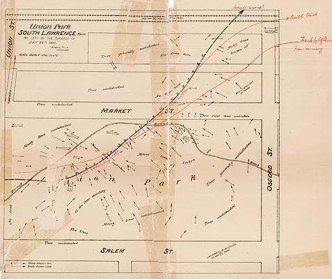 Union Park, South Lawrence, Mass., as left by the tornado of July 26th 1890