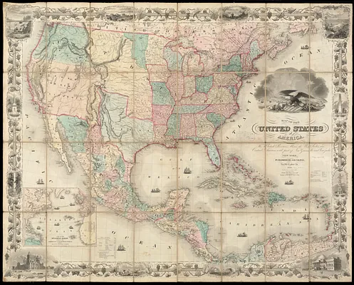 Map of the United States of America, the British Provinces, Mexico, the West Indies and Central America, with part of New Granada and Venezuela