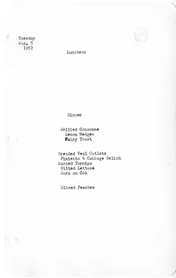 White House Dinner Menu