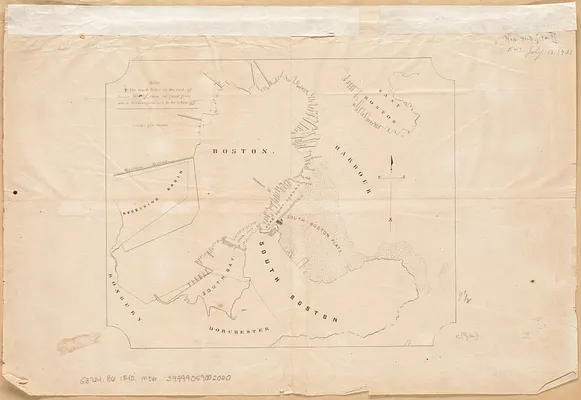 [Map of the end of Boston Wharf from which restrictions are to be taken off]