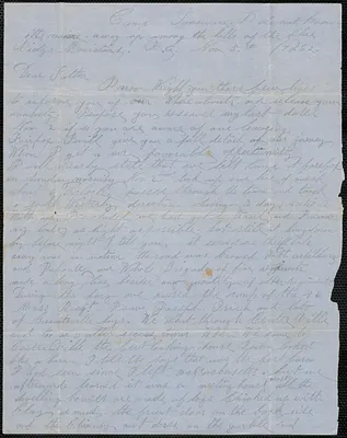 Letter from William Jubb to Thomas Jubb, West Chelmsford, Mass., November 8, 1862