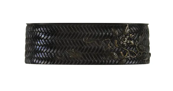 Fuchi with Flowering Clematis Vines and Basket