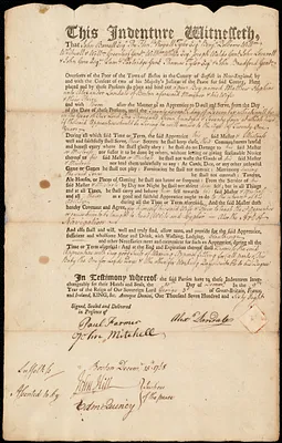 Matthew Hopkins indentured to apprentice with Alexander Landale of Boston, 10 December 1768