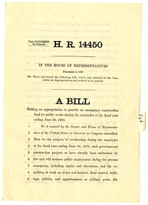 H. R. 14450 Establishing an Emergency Construction Fund With Suggested Edits from President Herbert Hoover