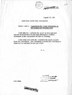 Memorandum of Conversation with Secretary of State Dean Acheson and President Harry S. Truman
