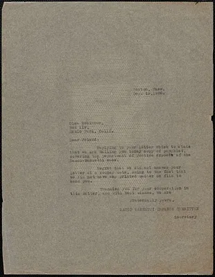 Sacco Vanzetti Defense Committee typed letter (copy) to Olga Robinson, Boston, Mass., December 15, 1926