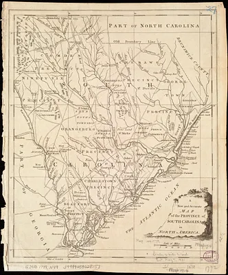 A New and accurate map of the province of South Carolina in North America