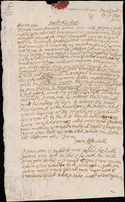Letter from John Cotton to Rowland Cotton, Sandwich,1696 August