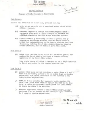 Summary of Basic Concepts of Project Solarium Task Forces